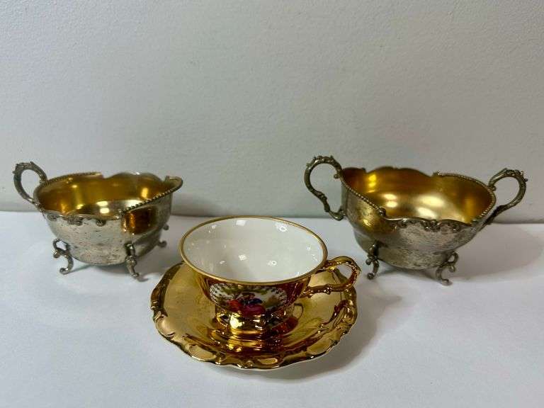 German Gilded Tea Cup & Saucer Plus