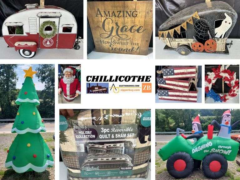 CHILLICOTHE: Holiday Inflatables, New Quilts, 5Ft. Santa, Party/Camper Décor, Books & More