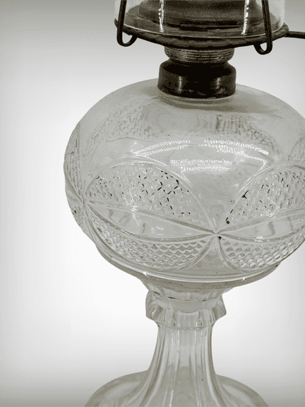 Early 1900's Antique Zipper Loop Oil Lamp with Ruffled Chimney
