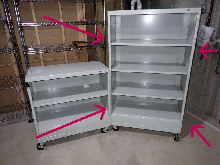 #2 -TENNSCO Rolling Bookcase: Steel, 60 in tall, 36 in wide, 18 in deep, 3 Adjustable Shelves