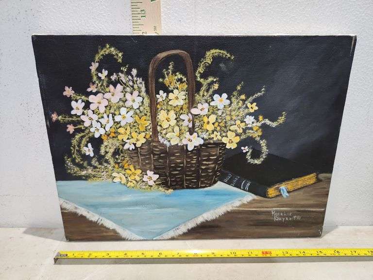 16'' X 11.75'' Paint On Canvas Signed Rosalie Sayre 1990