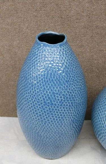 Blue Textured Ceramic Vases