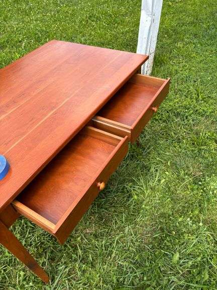 Rectangular Wooden Table with Two Drawers