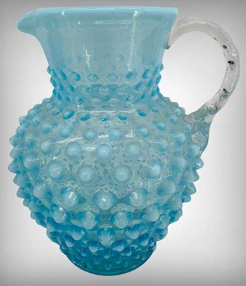 Fenton Blue Hobnail Glass Pitchers