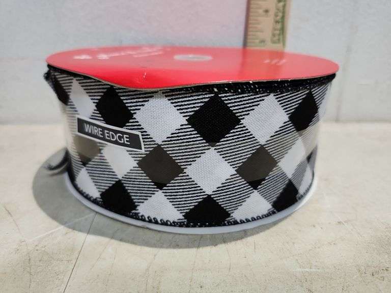 33.3 Yards X 2.5'' Black And White Check Ribbon