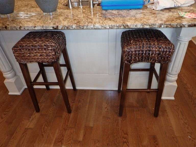 Matching Seagrass Backless Counter Stools