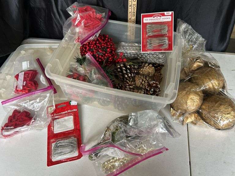 Small Tote, Assorted Ornaments, Etc.