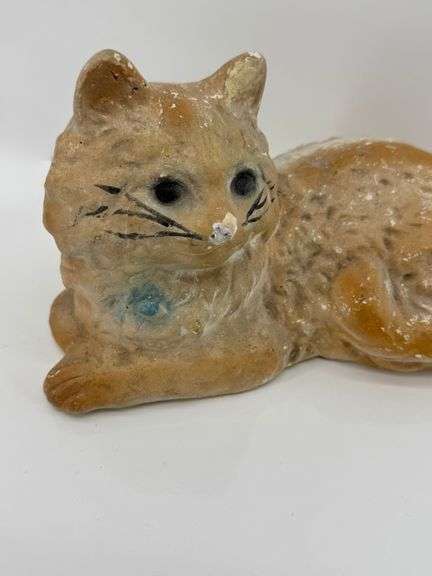 Cute Chalkware Hand-Painted Cat