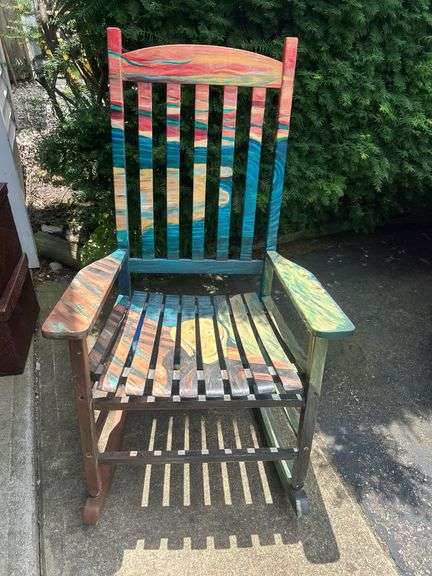 Hand-Painted Wood Rocker