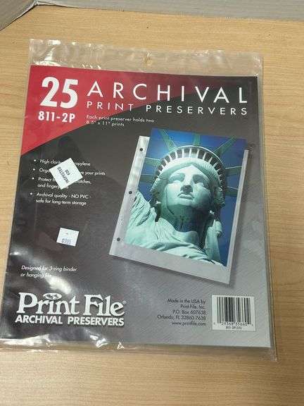 25 Count Print File 811-2P Archival Print Preservers – Sealed Package