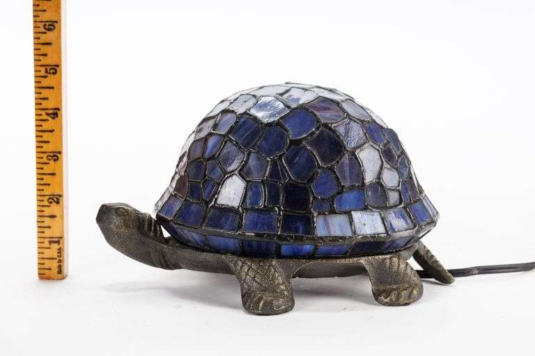 Blue Stained Glass Style Turtle Lamp