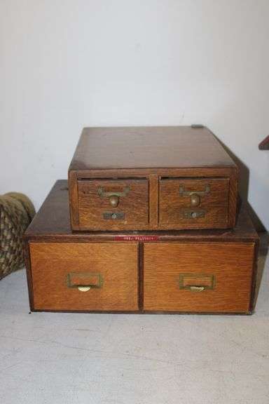 Antique Wooden Card File Boxes