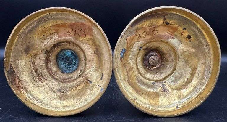 Beautiful Vintage Ornate Brass Candlesticks with Decorative Detailing