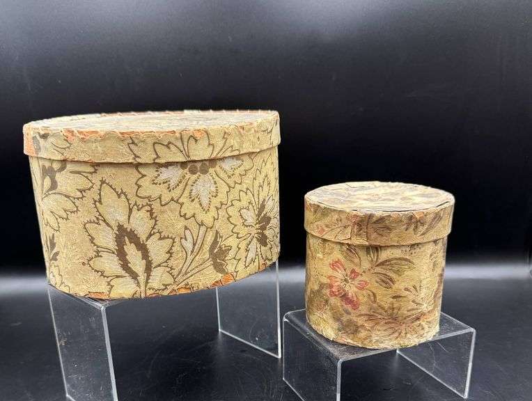 Beautiful Antique Floral Wallpaper Band Boxes