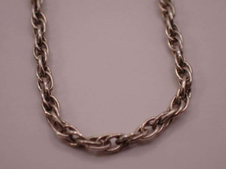 .925 Sterling Silver Intricate Link Twisted Oval Chain 30" Necklace 5.47g