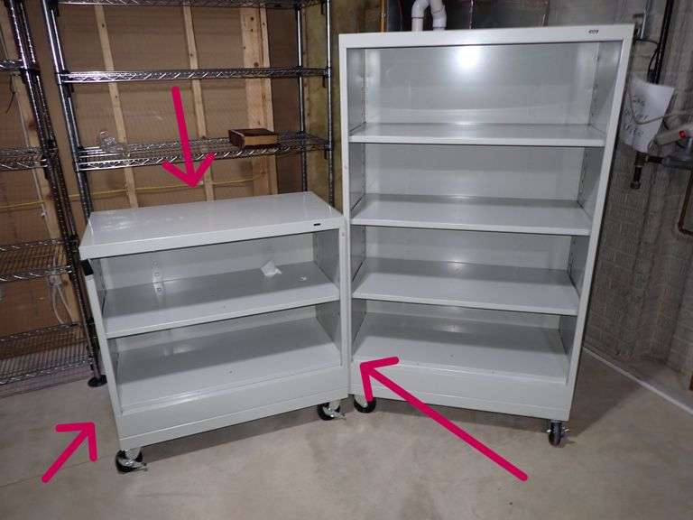 #1 -TENNSCO Rolling Bookcase: Steel, 37 in tall, 36 in wide, 18 in deep, 1 Adjustable Shelf