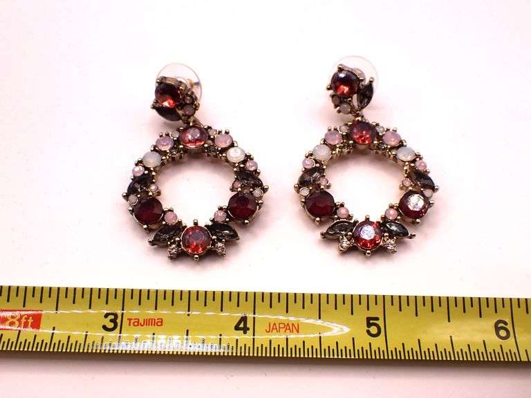 Beautiful Goldplate Opal & Gemmed Pierced Earrings