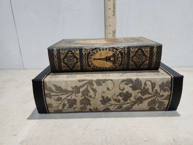 2 Magnetic Close Hide-A-Way Book Boxes Largest Is 10.5'' X 7'' X 2.75''