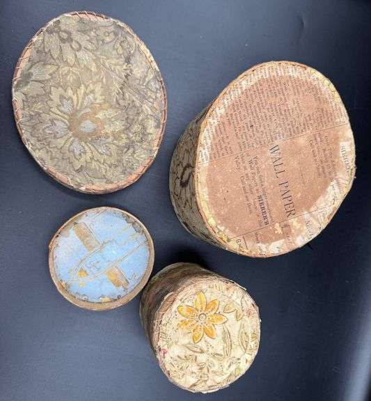 Beautiful Antique Floral Wallpaper Band Boxes