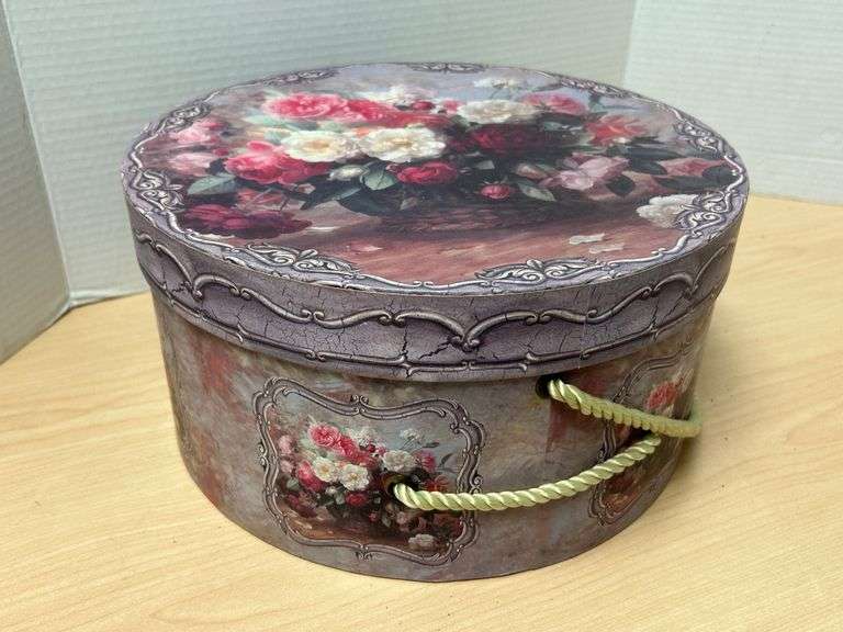 Victorian-Style Floral Hat Box – Once Upon a Rose, 12" Diameter