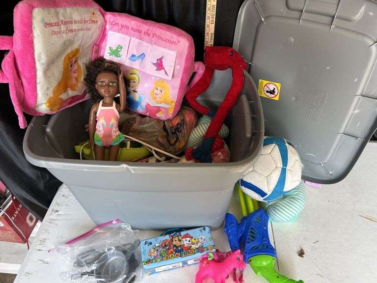 Assorted Toys, Tote W/Lid