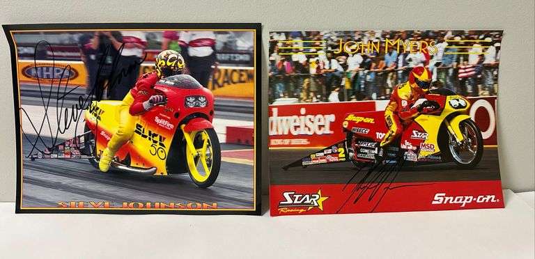 Two Autographed Photos Motorcycle Racing