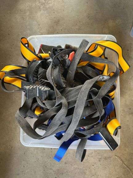 Straps and Tie-Downs in Plastic Container
