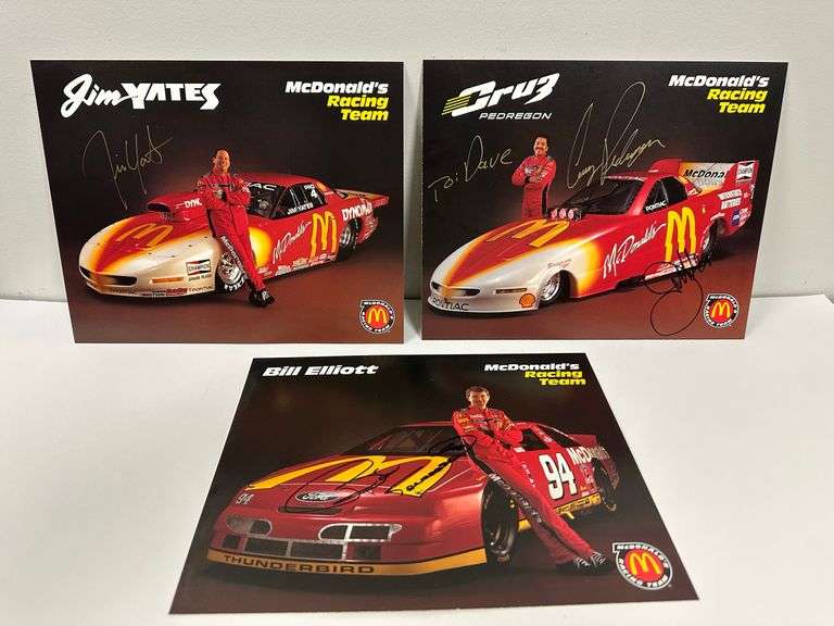 3 Autographed Pictures of McDonald's Race Team Members