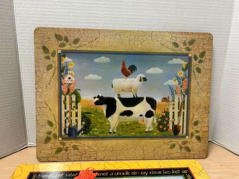Decorative Rooster Cork-Backed Placemat