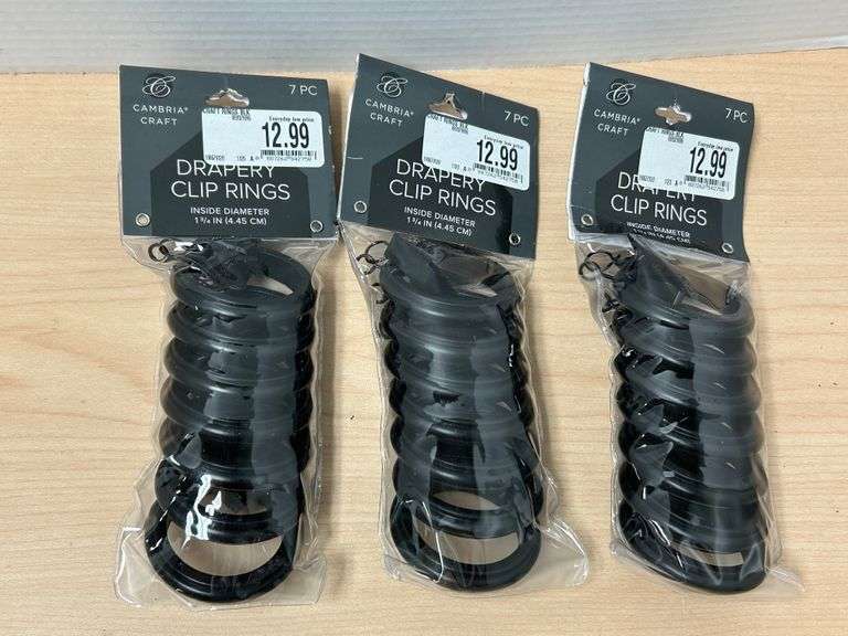 3 Packs Cambria Craft Drapery Clip Rings – Black, 7pc Each