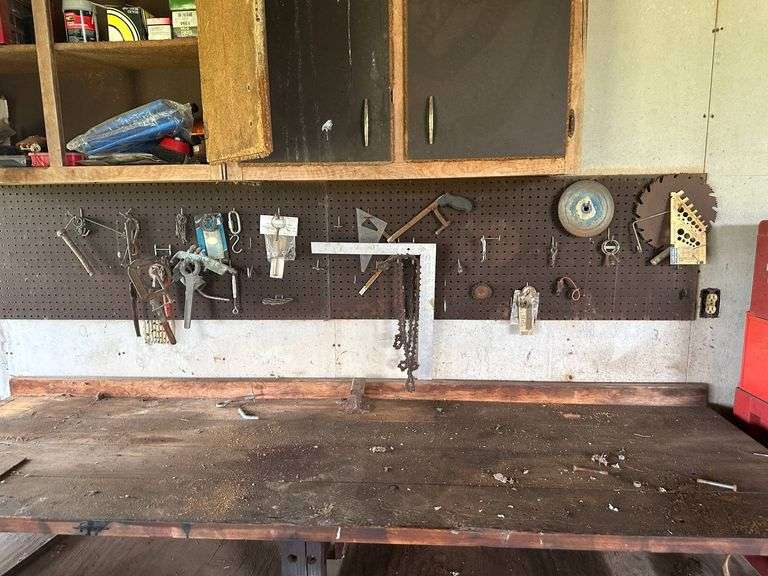 Workshop Tools and Equipment with Pegboard