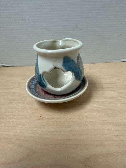Two-Piece Ceramic Candle Holder with Saucer