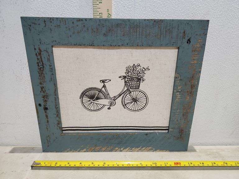 Wood Framed Cloth Bicycle 13.5'' X 11.5''