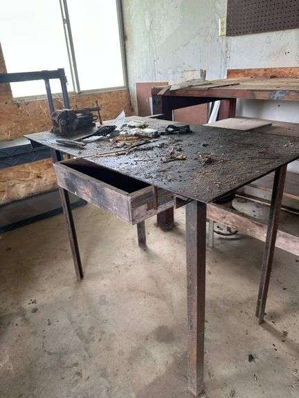 Metal Workbench with Drawer and Tools