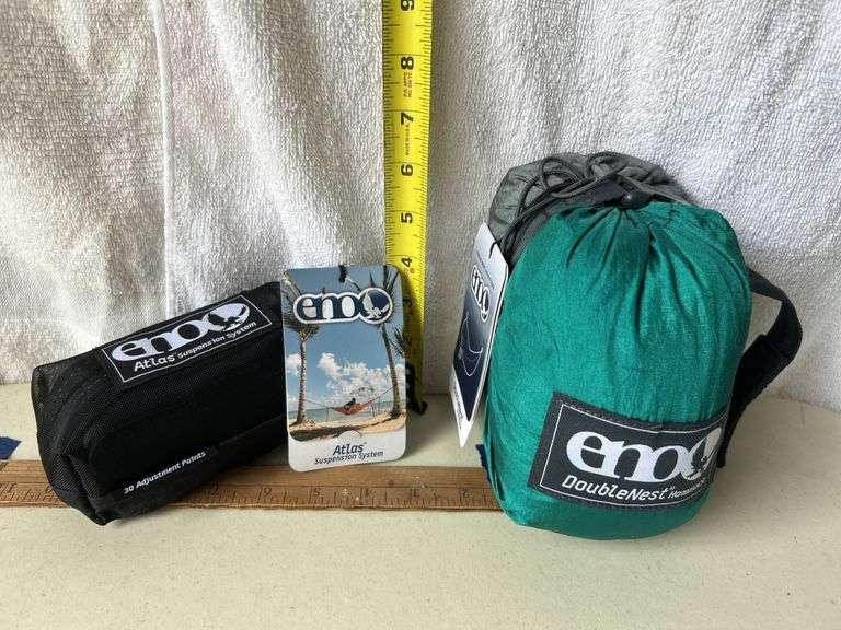 Eno Doublenest Hammock Seafoam/Grey & Atlas Suspension System Black/Royal