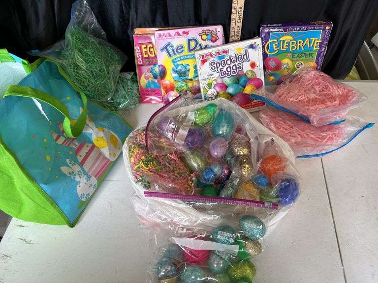 Easter Tote Bag, Eggs, Artificial Grass, & Egg Decorating