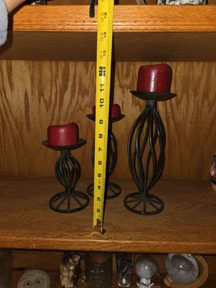 3 wrought iron candle holders
