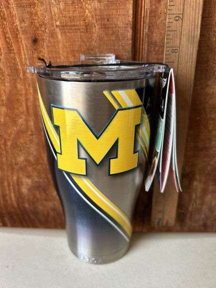 Orca Chaser 27 oz. Stainless Steel U.S.A. Made Tumbler Cup Michigan University Double Stripe Wrap