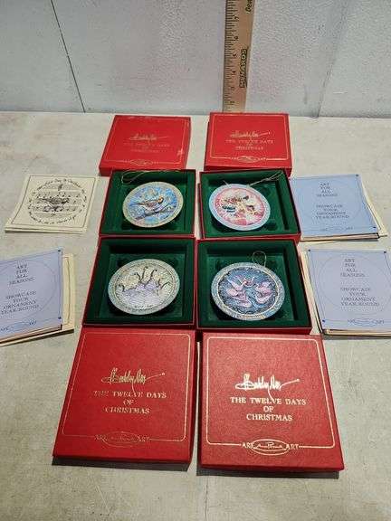 4 Anna-Perenna Porcelain Twelve Days Of Christmas Ornaments W/Certificates Of Authenticity, Partridg