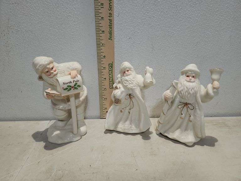 3 Santa Figures Tallest Is Lenox "Last Minute Lists" 6.5"