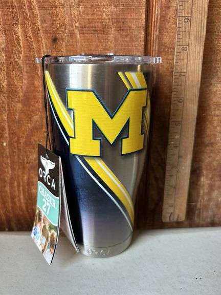 Orca Chaser 27 oz. Stainless Steel U.S.A. Made Tumbler Cup Michigan University Double Stripe Wrap