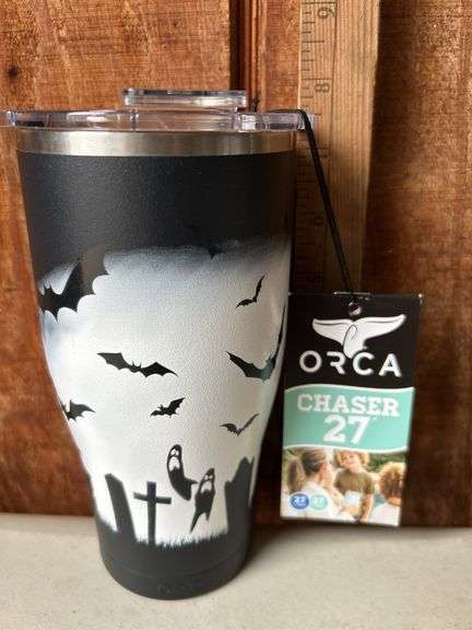 Orca Chaser 27 oz. Stainless Steel U.S.A. Made Tumbler Cup Misty Graveyard Black