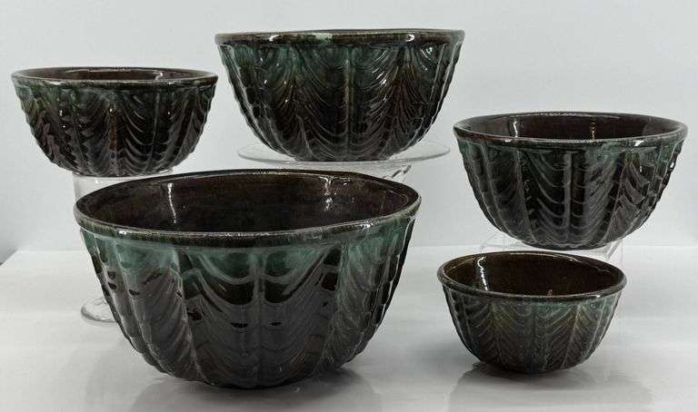 Vintage Robinson Ransbottom Five Drip Glaze, Drape Bowls