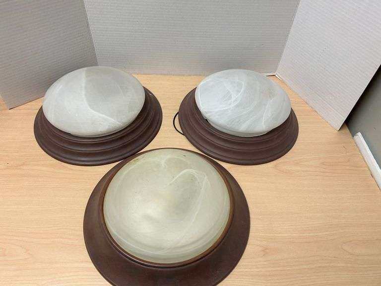 Three Dome-Style Ceiling Light Fixtures