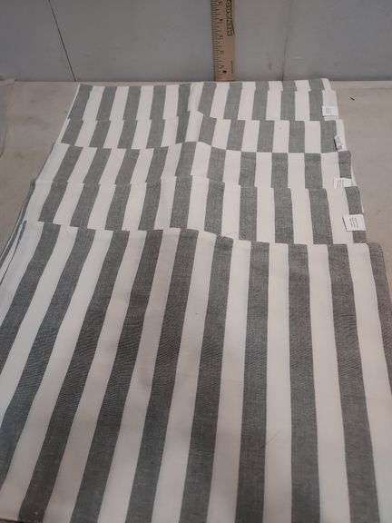 6 Gray And White Striped Placemats 13X19"