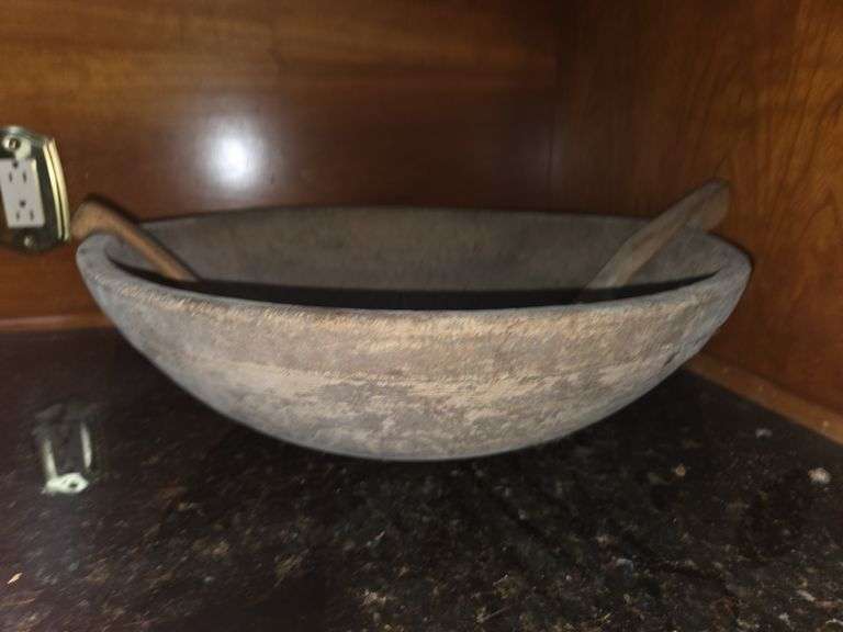 Wooden Bowl and Pottery