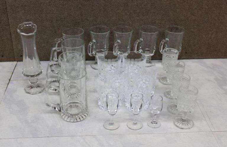 Clear Glassware, Including Mugs, Goblets, Vases, and Stemware