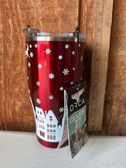 Orca Chaser 27 oz. Stainless Steel U.S.A. Made Tumbler Cup Santa's Flight Candy Red