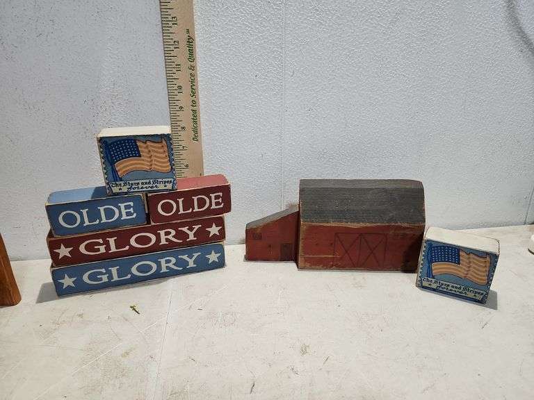 Wood Block Decor Barn Apple Creek Originals 4.25''X9''X1.5''