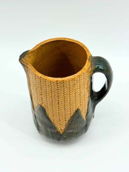 Antique Brush McCoy Majolica Corn Pitcher